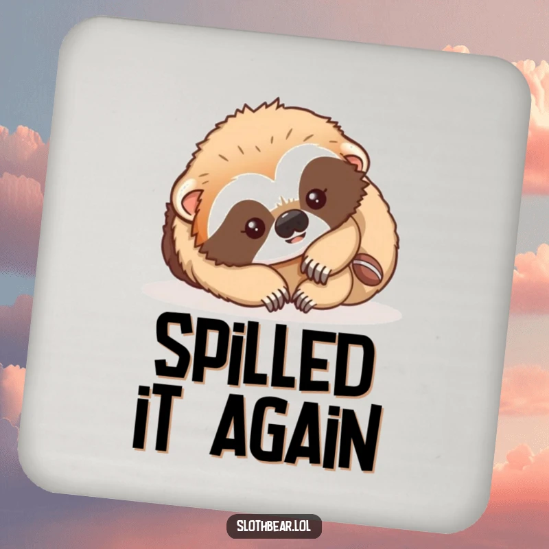 Funny Coasters featuring a sloth bear cub in a playful tumble, adding whimsy and protecting surfaces.