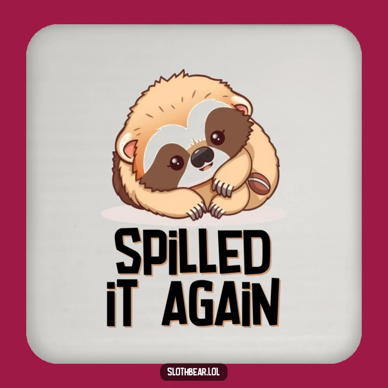 Funny Playful Sloth Bear Cub Coaster Set: Protect Surfaces with Adorable Mishaps