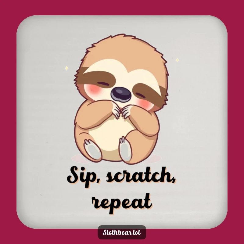 Funny Sloth Bear Belly Scratch Drink Coaster - Protect Surfaces with Humorous Style