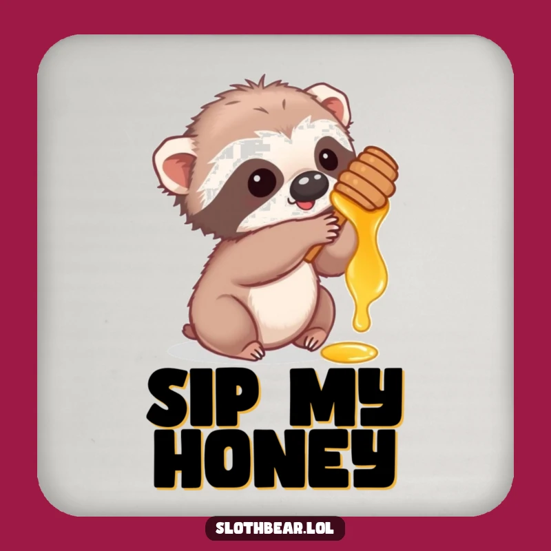 Funny Sloth Bear Cub Honey Coaster: Protect Surfaces with Sweet Charm