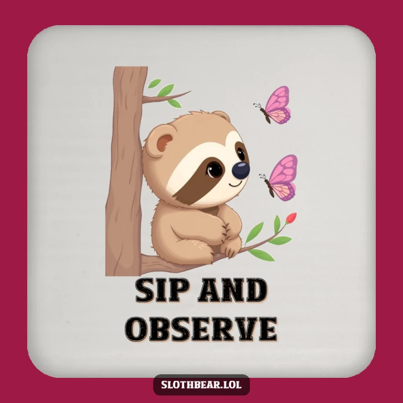 Funny Sloth Bear Coaster: Protect Surfaces with Gentle Nature's Curiosity