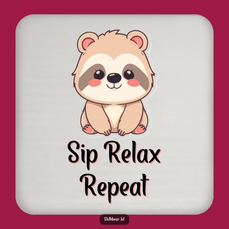 Funny Kawaii Sloth Bear Coaster: Protect Surfaces with a Smile Gift