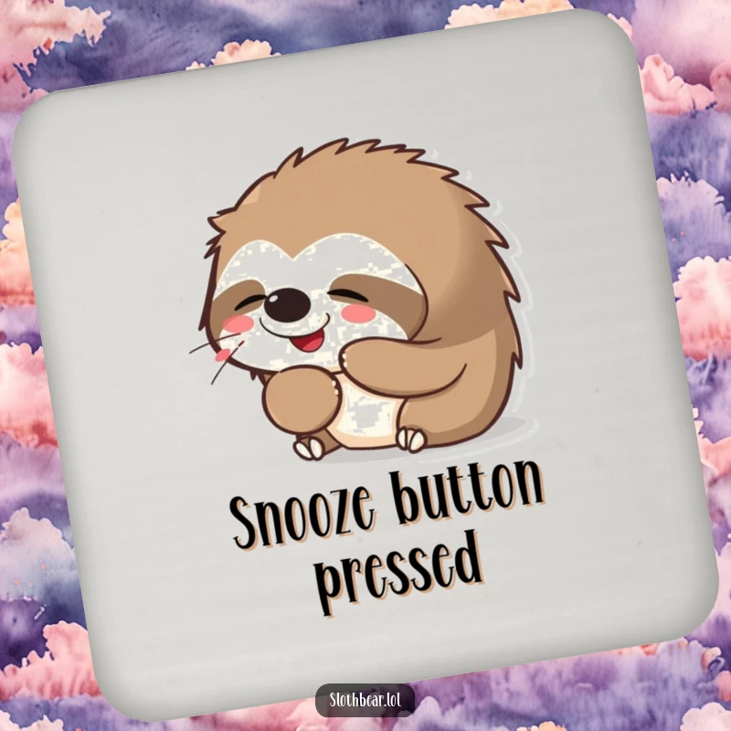 Funny Kawaii Sloth Bear Yawning Coaster, featuring a cute, yawning bear, perfect for protecting tables with a humorous and adorable design.