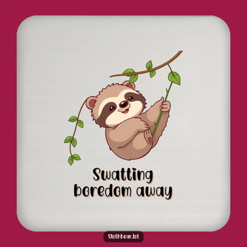 Funny Sloth Bear Vine Swat Drink Coaster: Protect Surfaces With Playful Art