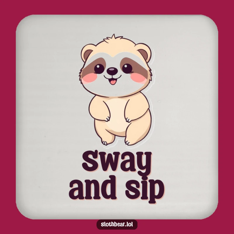Funny Kawaii Sloth Bear Drink Coaster: Protect Surfaces with Peaceful Bear Gift