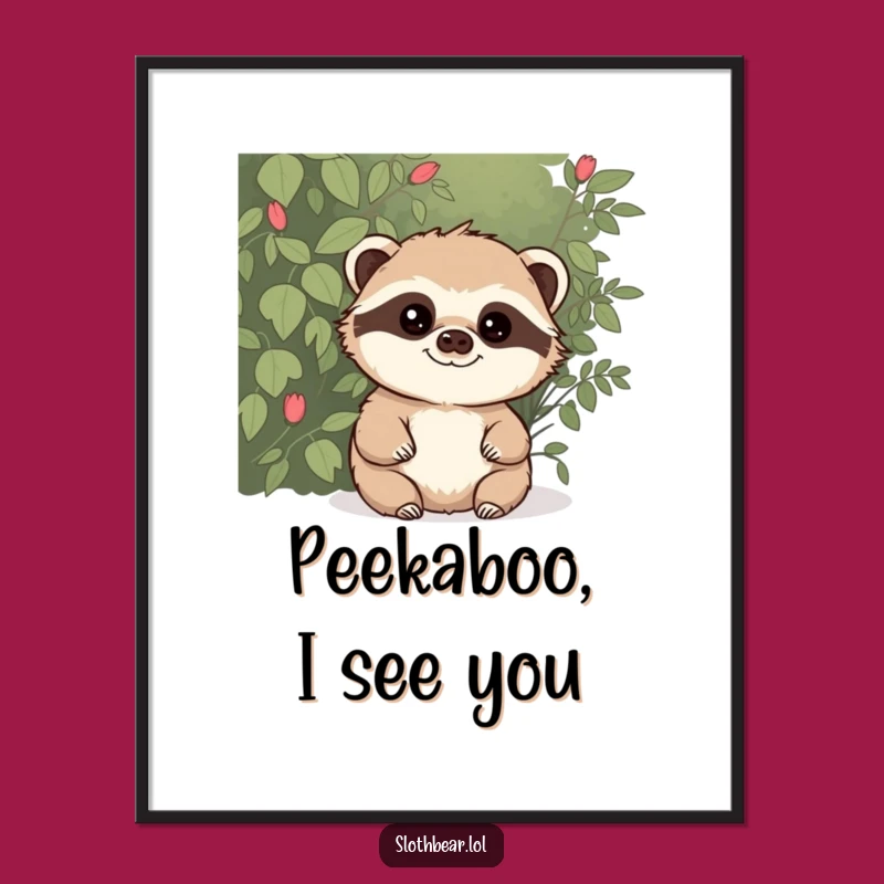 Funny Mischievous Sloth Bear Poster - Intriguing Wall Art with a Humorous Glimpse
