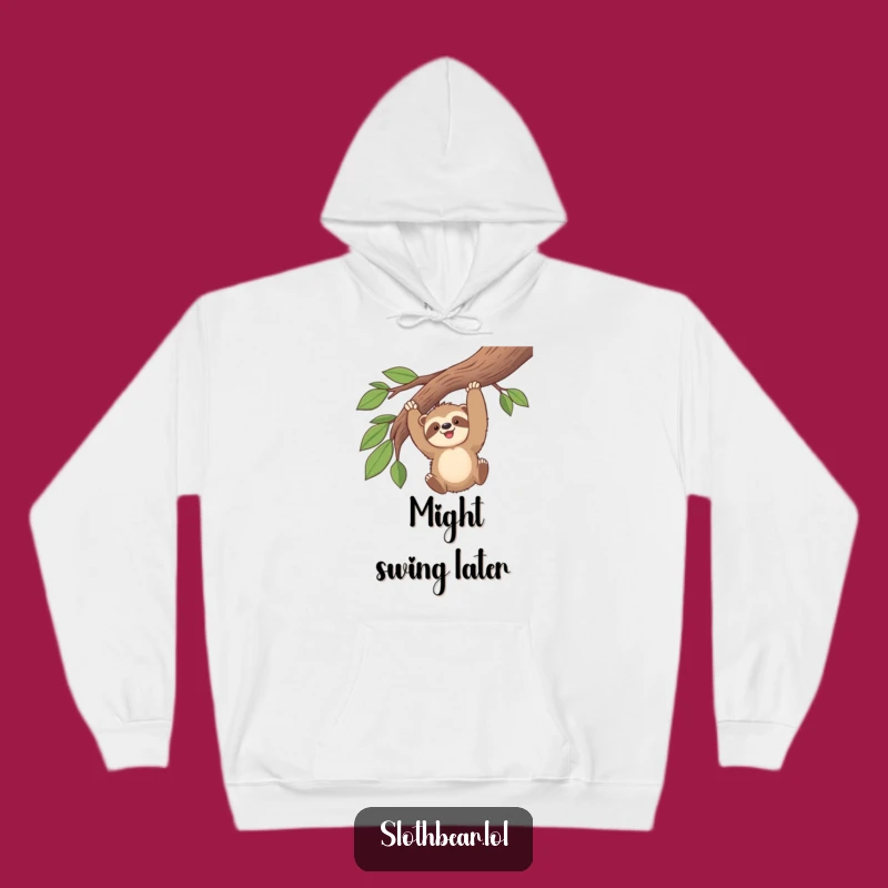 Cozy Funny Kawaii Sloth Bear Swinging Hoodie - Ultimate Comfy & Hilarious Gift