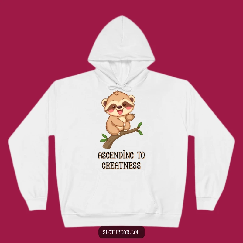 Funny Sloth Bear Cub Climbing Hoodie - Cozy & Adventurous Comfort Wear