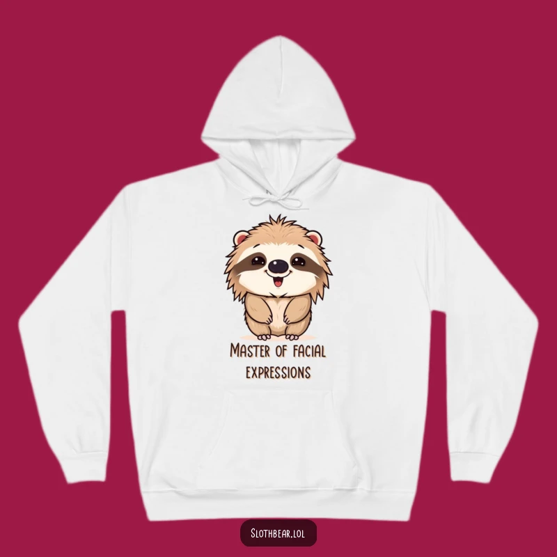 Funny Sloth Bear Face Hoodie - Cozy Comfort with Hilarious Expressions