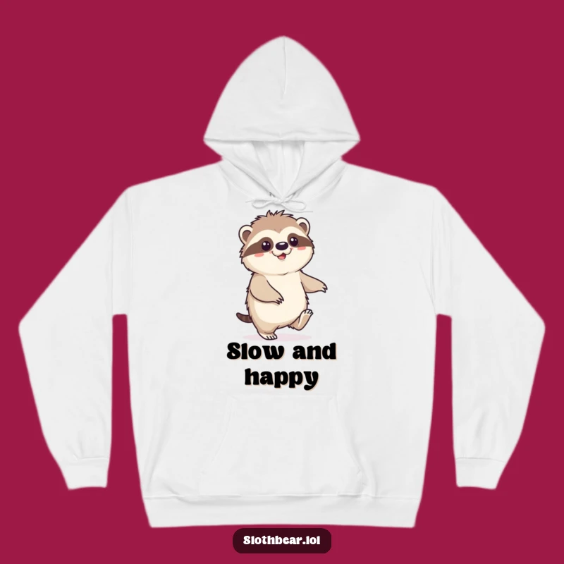 Funny Sloth Bear Hoodie: Happy Shuffle Comfort, Cozy Gift for Relaxation