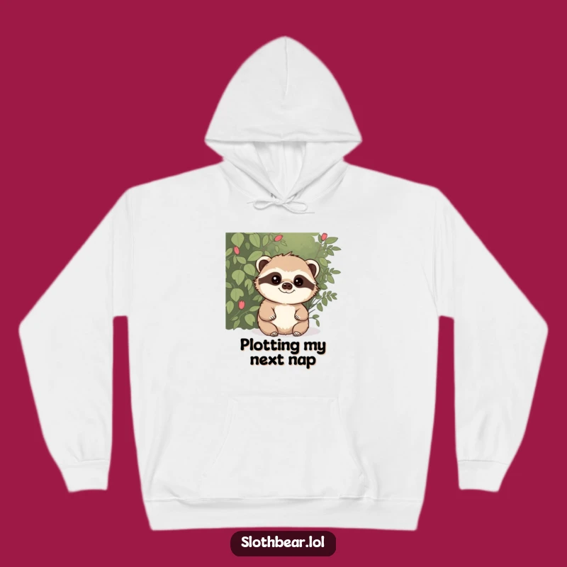 Funny Mischievous Sloth Bear Hoodie - Cozy Hideaway with a Dash of Humor
