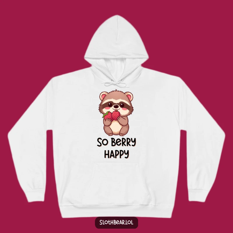 Cozy Funny Kawaii Sloth Bear Berry Hoodie - Warm & Hilarious Comfort Gift