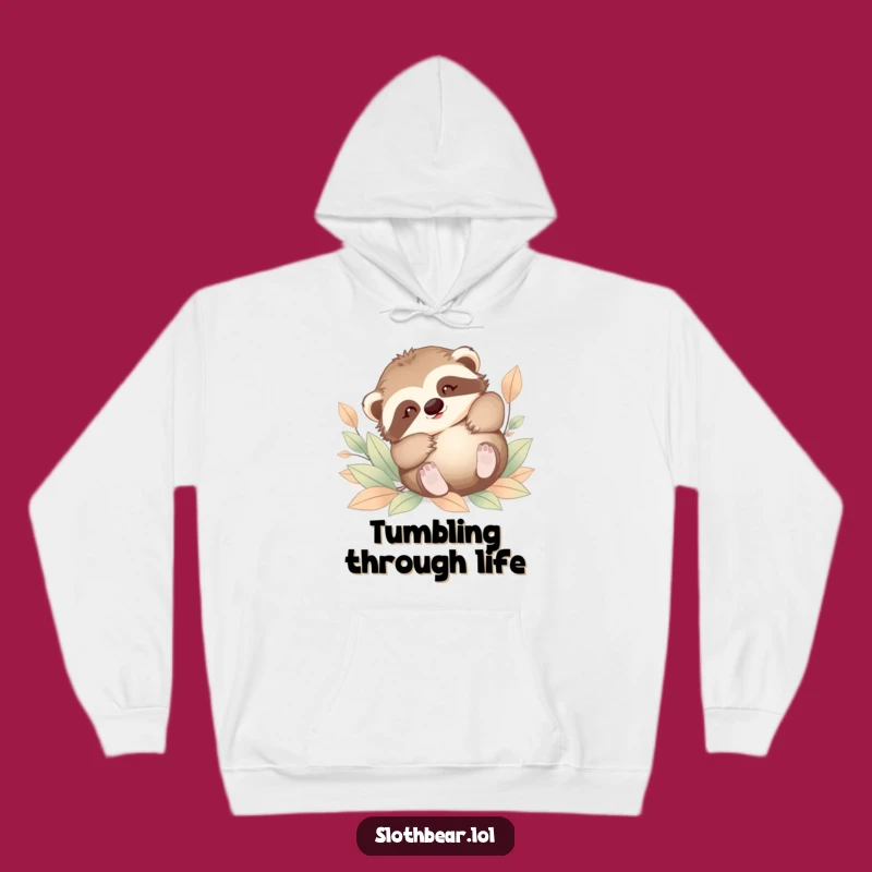 Cozy Funny Baby Sloth Bear Leaves Hoodie - Warm & Whimsical Apparel