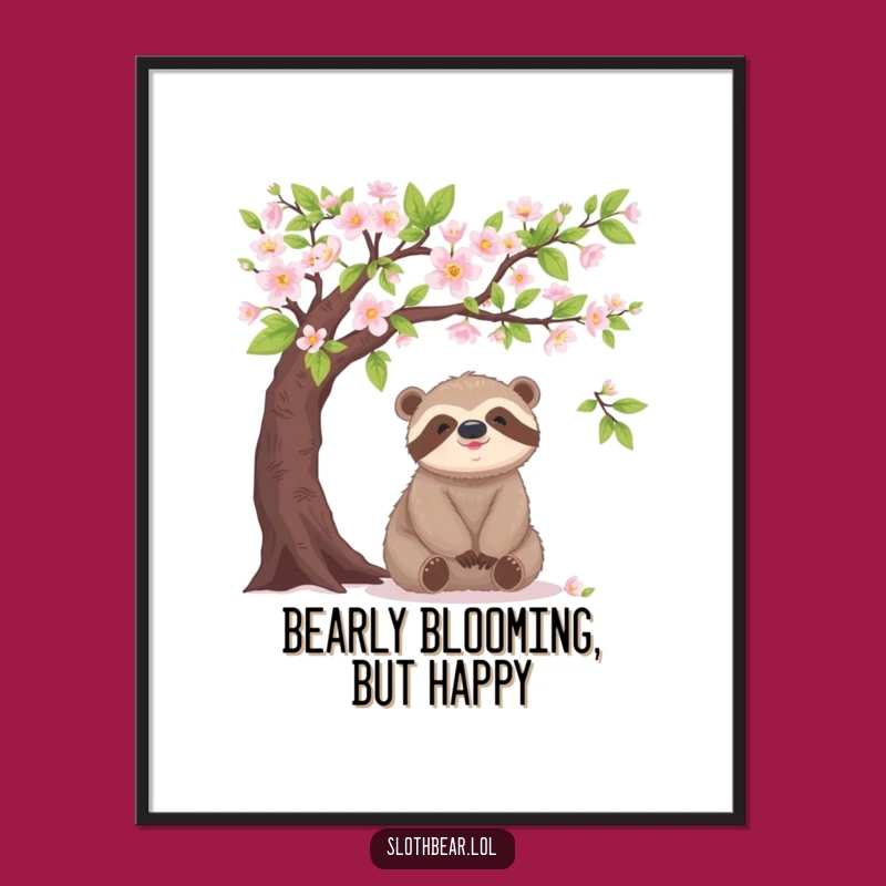 Free Printable Wall Art: Blooming Sloth Bear - Peaceful Downloadable Decor for Serenity