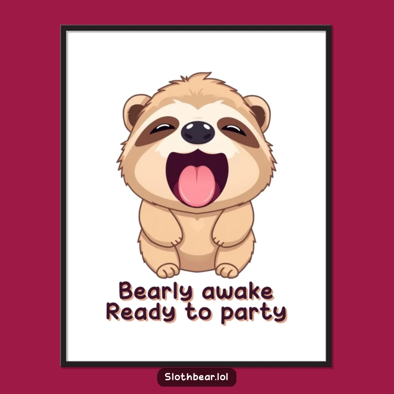 Free Printable Wall Art: Funny Sloth Bear Yawn for Cozy Home Decor