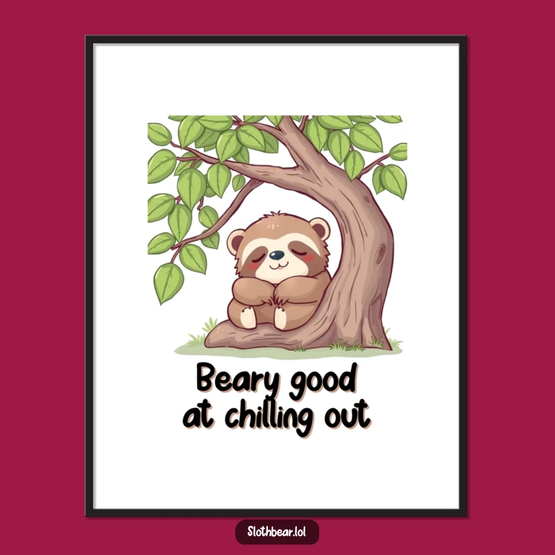 Funny Free Printable Wall Art: Sleepy Sloth Bear, Cozy Downloadable Decor for Relaxing Spaces