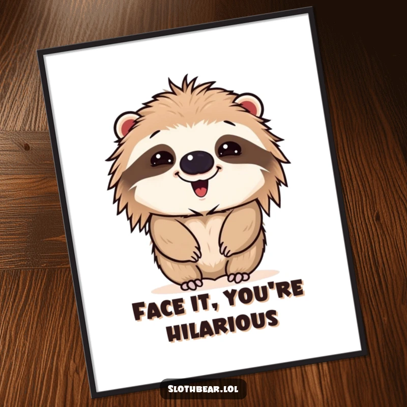Funny Free Printable Wall Art: Sloth bear with a hilarious, exaggerated facial expression, adding quirky humor to your walls.