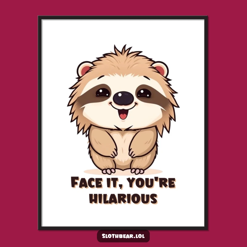 Free Printable Wall Art: Funny Face Sloth Bear, Humorous Downloadable Decor for a Smile