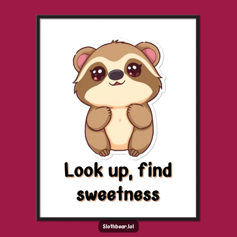 Free Printable Wall Art: Innocent Sloth Bear Eyes for Cute Decor