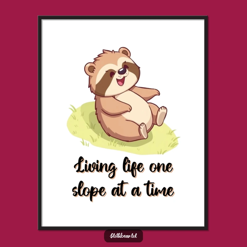 Free Printable Wall Art: Sloth Bear Rolling with Glee, Fun Decor