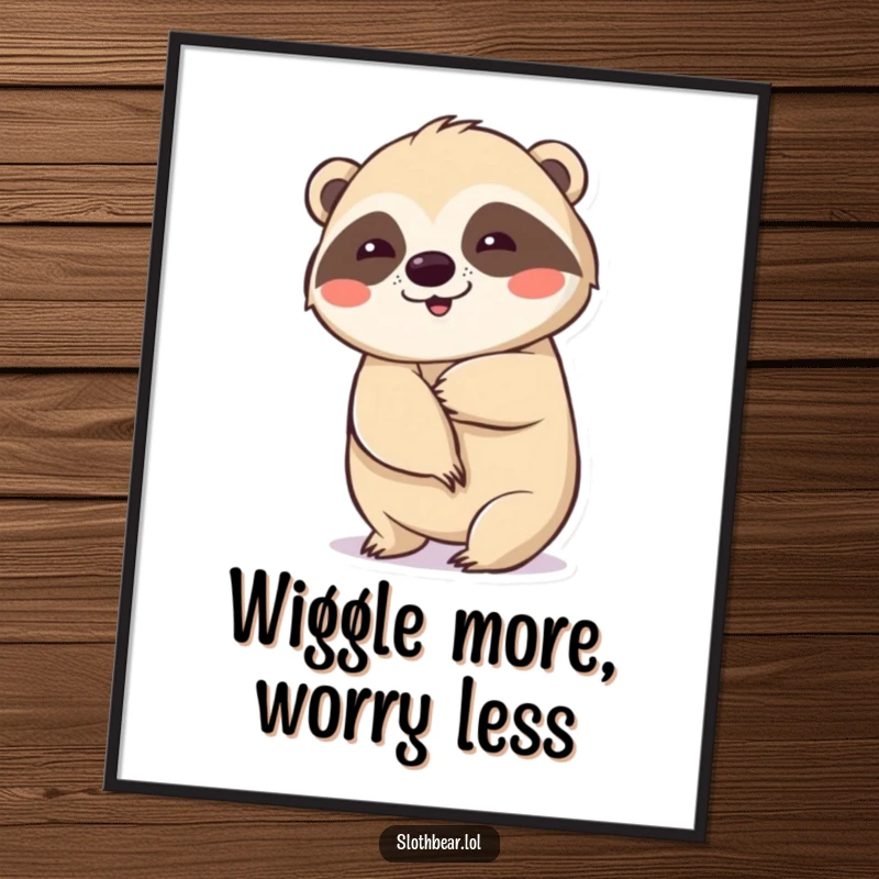Funny Free Printable Wall Art: A sloth bear performs a unique and amusing wiggle, adding a playful vibe to any room.