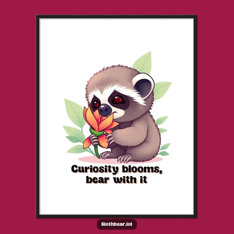 Funny Free Printable Wall Art: Curious Sloth Cub, Whimsical Downloadable Decor for Nature Lovers
