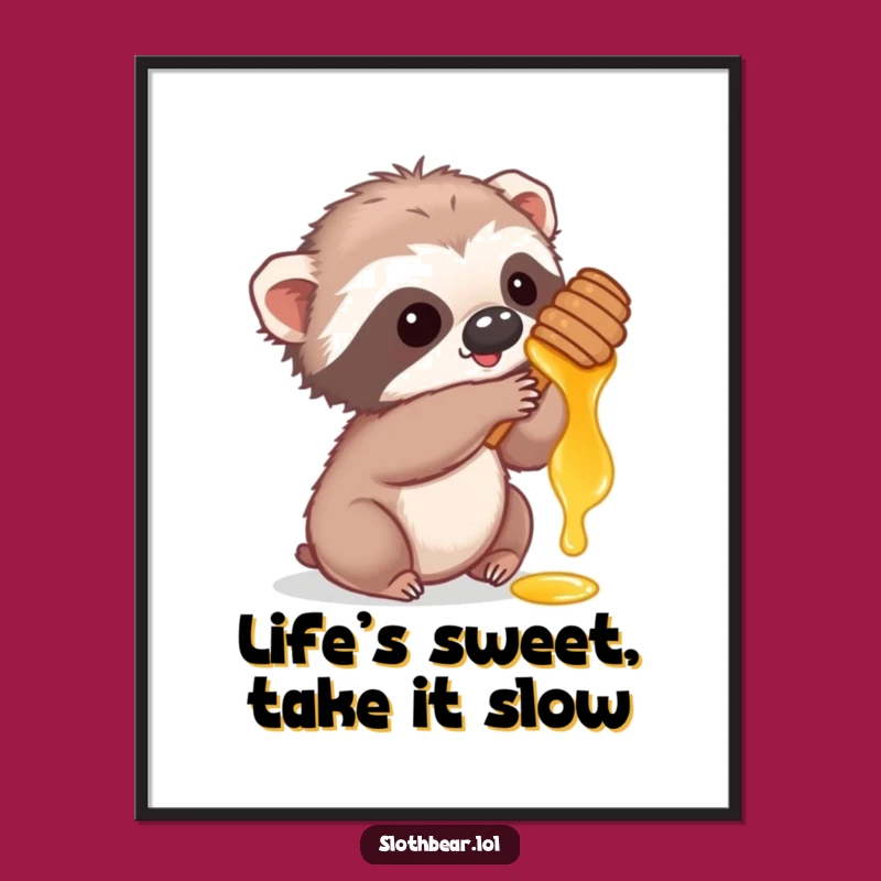 Free Printable Wall Art: Sloth Cub, Honey Comb, Funny Downloadable Decor