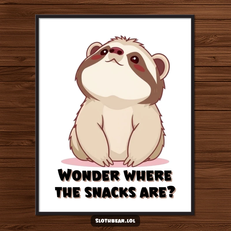 Free Printable Wall Art: A sloth bear gazes up at the sky with a profound sense of wonder and contemplation.