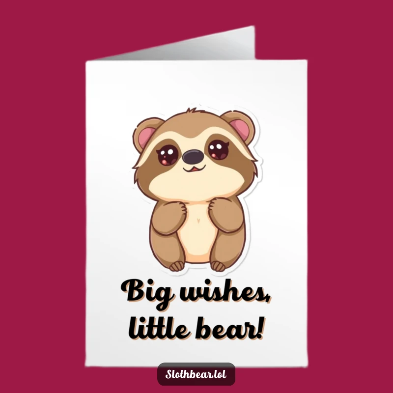 Free Printable Birthday Card: Innocent Sloth Bear Eyes for Sweet Wishes