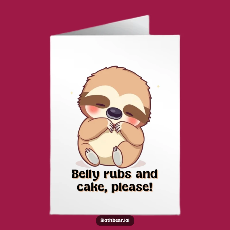 Free Printable Birthday Card: Content Sloth Bear, Hilarious Downloadable Gift for Laughs