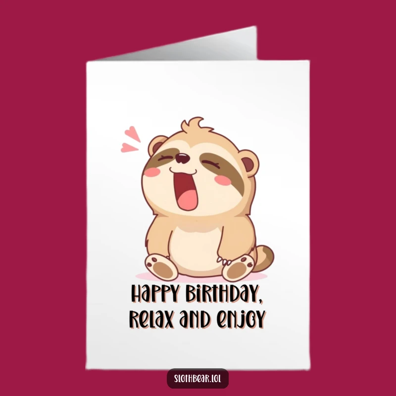 Free Printable Birthday Card: Sleepy Sloth Bear for a Relaxing Birthday