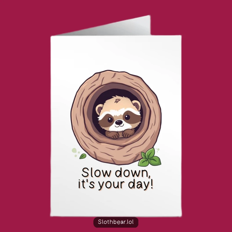 Free Printable Sloth Bear Cub Birthday Card: Funny Downloadable Cub Peek Surprise Gift