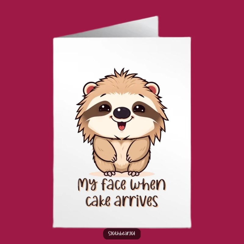 Free Printable Birthday Card: Goofy Sloth Bear Face, Hilarious Downloadable Gift for a Laugh