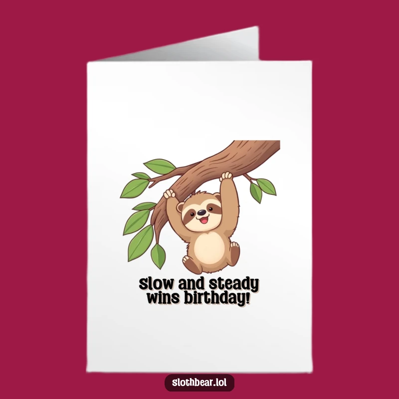 Free Printable Birthday Card: Kawaii Sloth Bear Swinging Fun - Funny Downloadable Gift