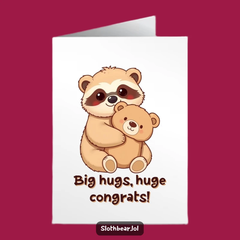 Congrats Card: Free Printable Sloth Bear Hug, Adorable Download