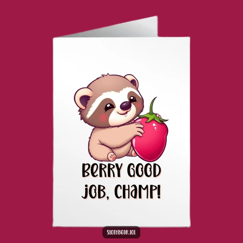 Free Printable Congrats Card: Kawaii Sloth Bear Berry Joy - Humorous Downloadable!