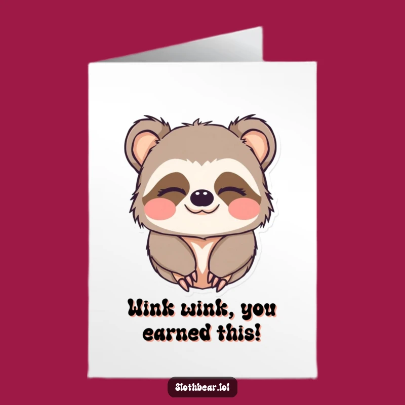 Free Printable Congrats Card: Kawaii Sloth Bear's Wink of Success