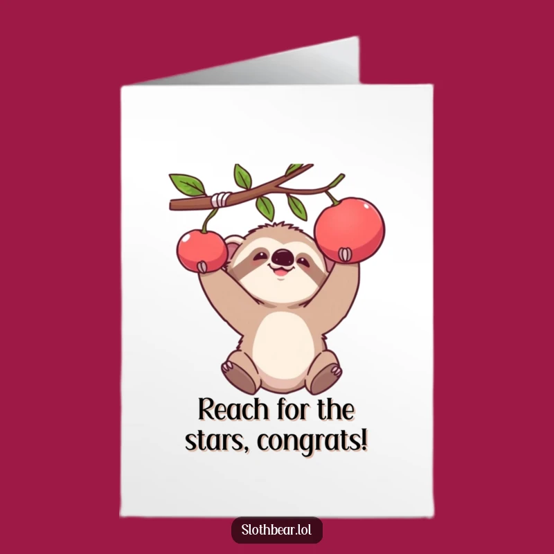 Free Printable Congrats Card: Sloth Bear Fruit Quest - Humorous Downloadable Gift