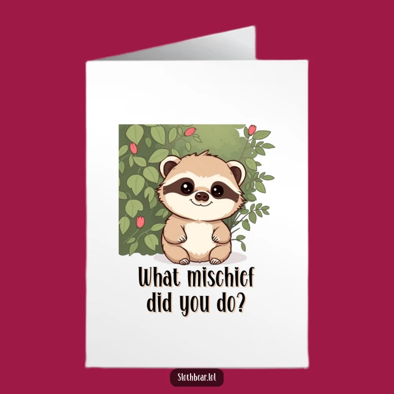 Free Printable Congrats Card: Sly Sloth Bear, Funny Downloadable for Clever Wins