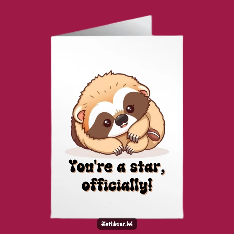 Free Printable Congrats Card: Tumbling Sloth Bear Cub - Joyful Downloadable Greeting