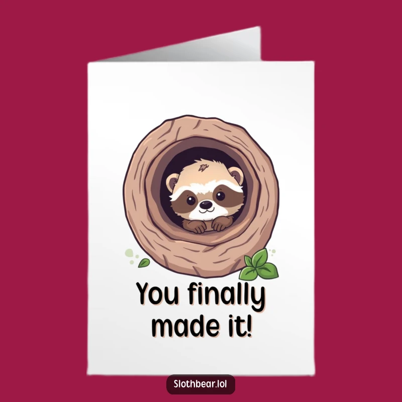 Free Printable Sloth Bear Cub Congrats Card: Downloadable Cute Cub Celebration Gift