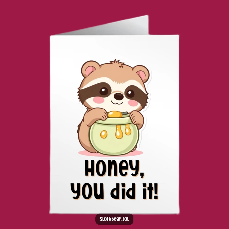 Free Printable Congrats Card: Kawaii Sloth Bear's Sweet Achievement Design