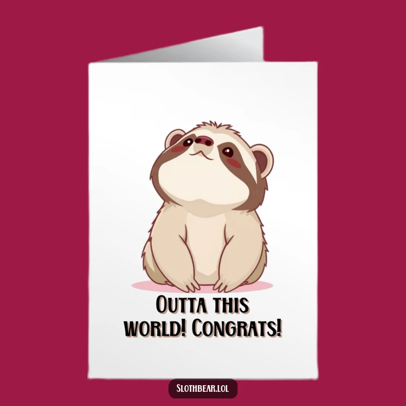 Free Printable Congrats Card: Sloth Bear Wondering at Your Success