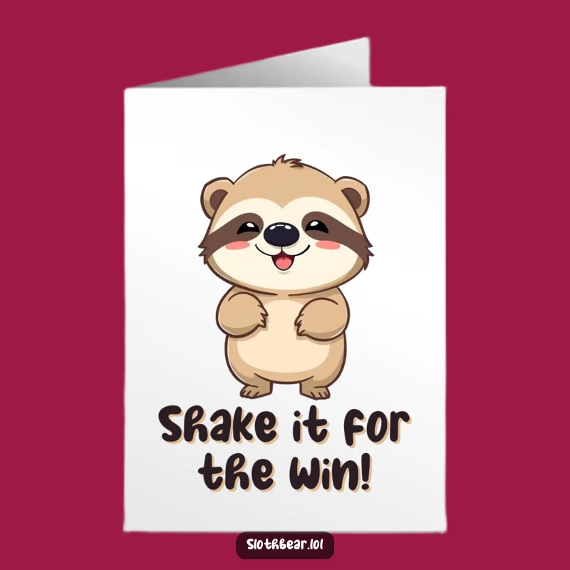Free Printable Congrats Card: Dancing Sloth Bear, Funny Downloadable for Celebratory Moves