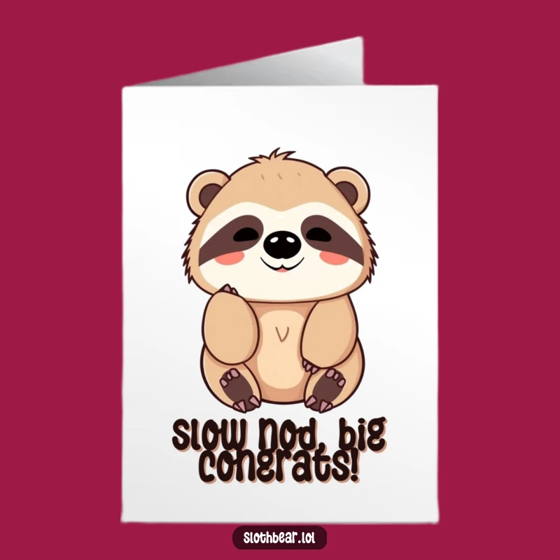 Congrats Card: Free Printable Sloth Bear Nod, Easy Download