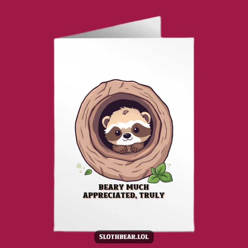 Free Printable Sloth Bear Cub Thank You Card: Cute Downloadable Cub Appreciation Gift