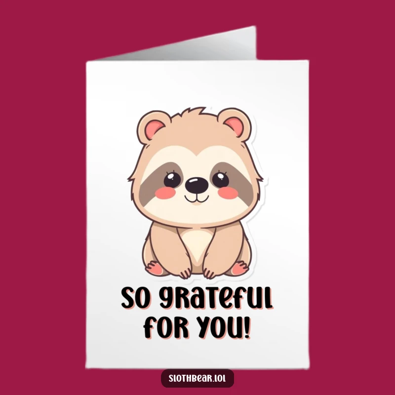 Free Printable Kawaii Sloth Bear Thank You Card - Cute & Funny Downloadable
