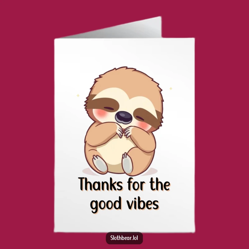 Free Printable Thank You Card: Belly Scratching Sloth Bear, Downloadable for Grateful Giggles