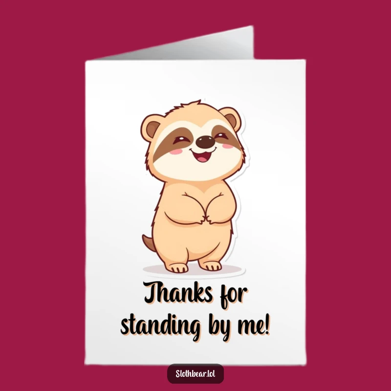 Free Printable Thank You Card: Delighted Sloth Bear, A Sweet and Pleased Downloadable Gift