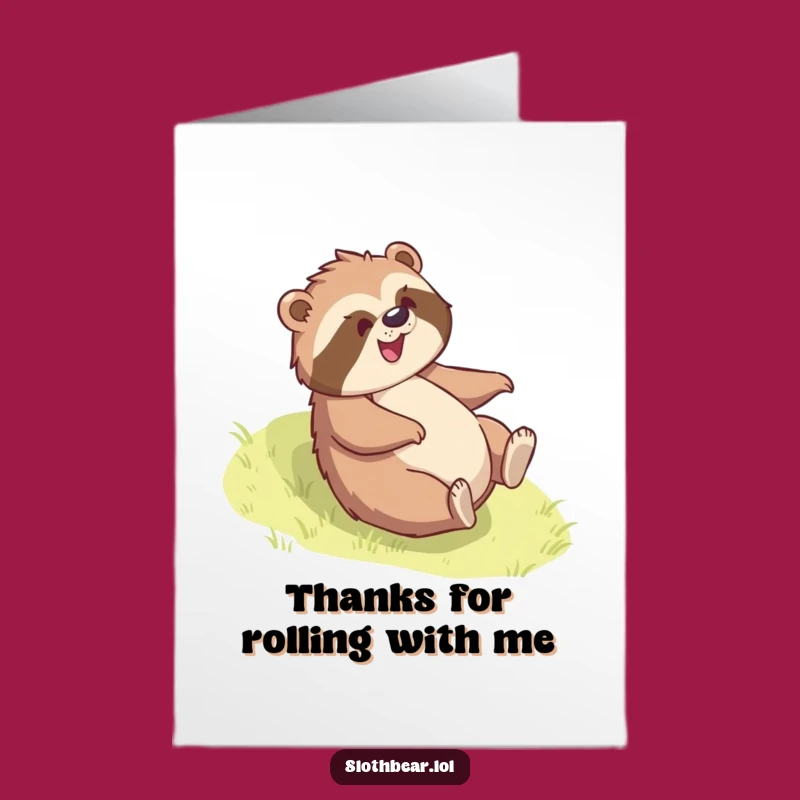 Free Printable Thank You Card: Sloth Bear Rolling with Gratitude